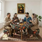 نمای از میز صبحانه با ۴ پاف و میز کد P120
