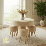نمای داخلی از میز صبحانه با ۴ پاف و میز کد P126