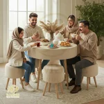 میز صبحانه با ۴ پاف و میز کد P126 رامشه وود